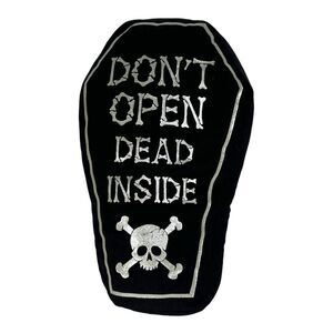 Walking Dead Don’t Open Dead Inside Skull Crossbones Casket Coffin Pillow